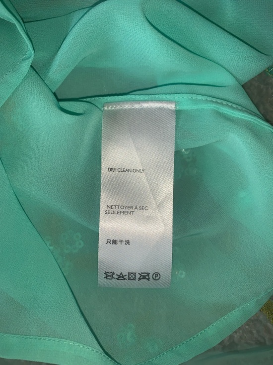 Anthropologie Sabine Beaded Sequin Mint Green Embroidered Puff Sleeve Blouse - Picture 10 of 11